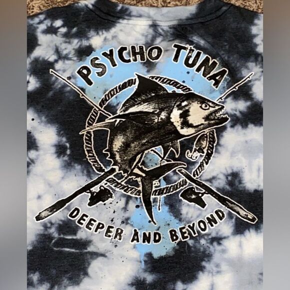 NWOT Psycho Tuna Black White Tie Dye Short Sleeve Graphic Tee Shirt Deep Sea - M - Picture 3 of 6
